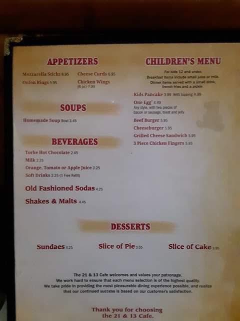 21&13 Cafe Menu image 2